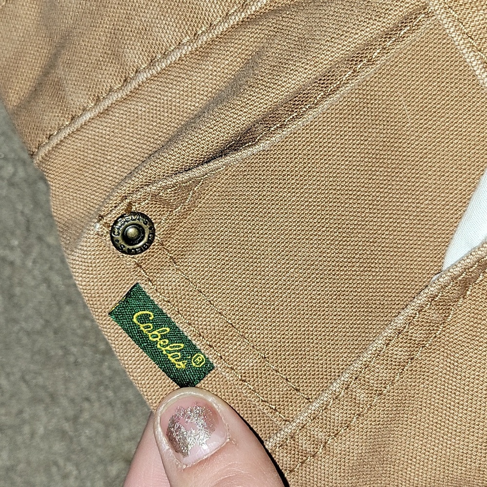 Mens Cabelas Tan Canvas 5 Pocket Jeans Work Outdoor Gear 38x34 Hunting Fishing - Picture 10 of 14